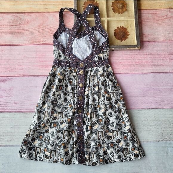 Academia Magick Tarot Print Mystical Sweetheart Button Back Fit & Flare Dress - Picture 6 of 9